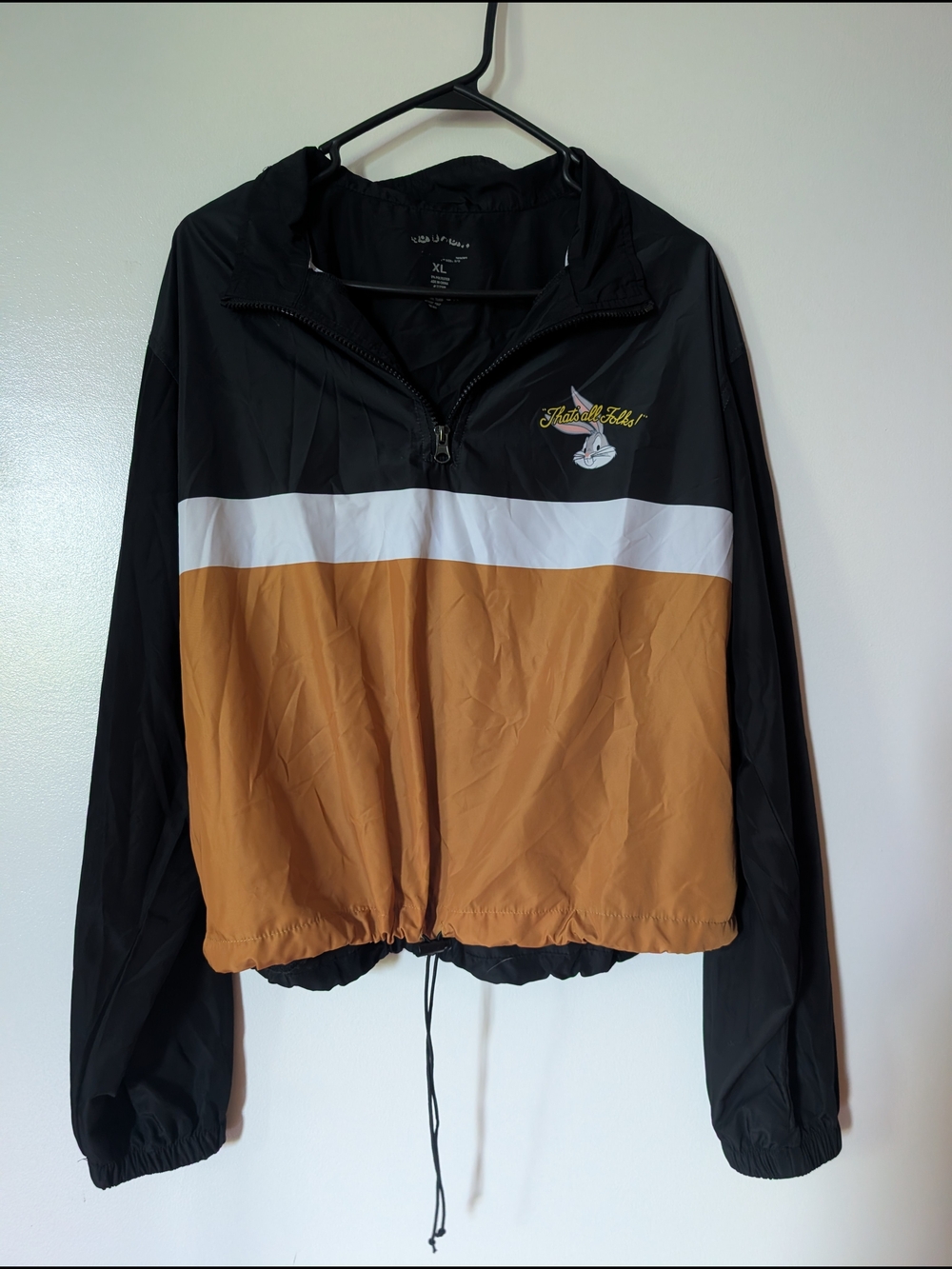 Black & Tan Colorblock Windbreaker Jacket - Women